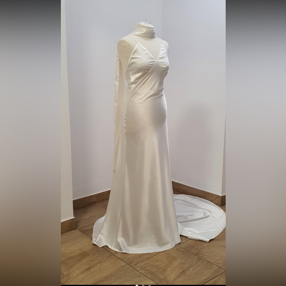 Elegant White Satin Scarf Top